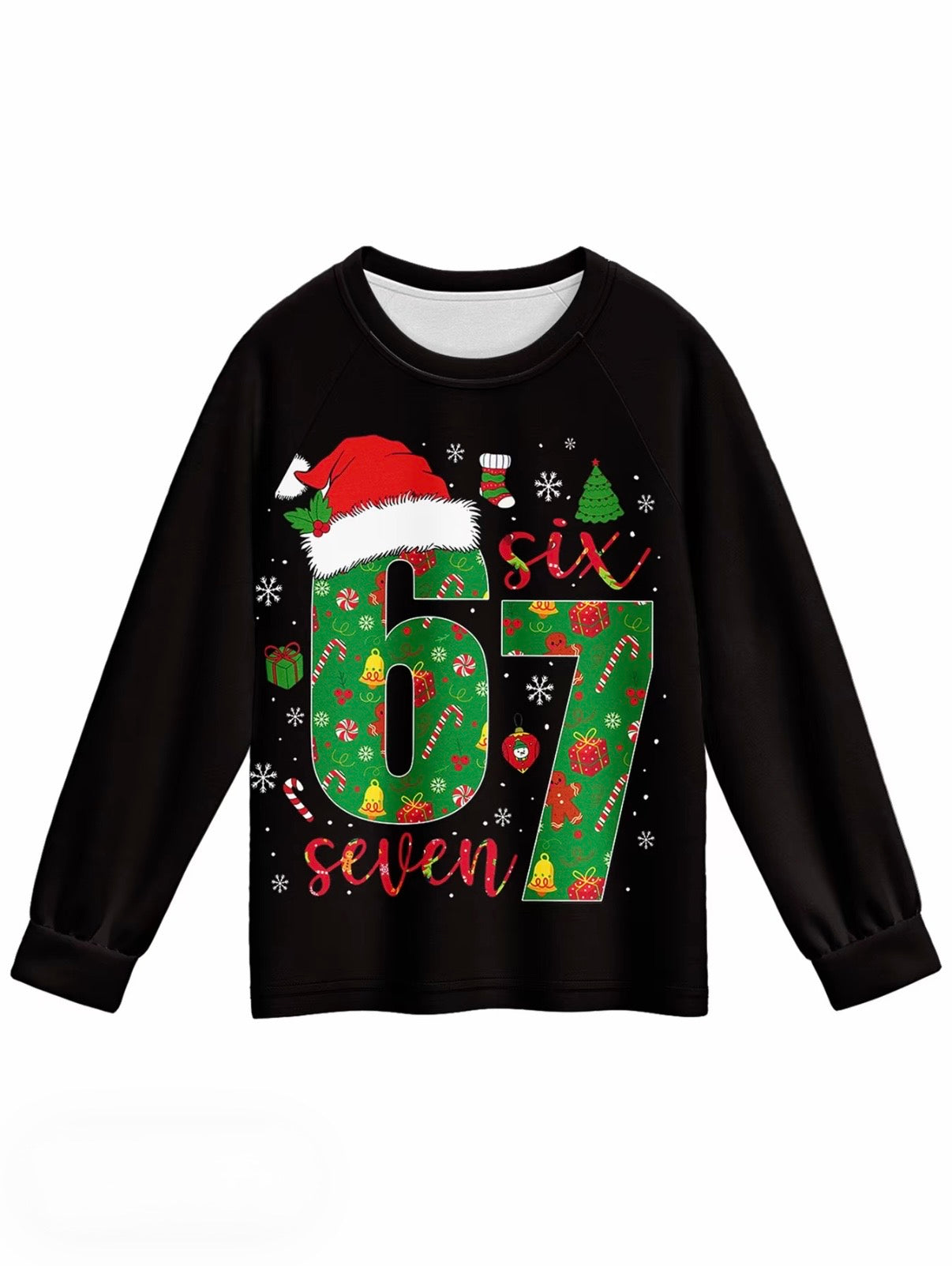 Kids Christmas Matching Pajama Set – “Six & Seven” Holiday Print (Top & Bottom)